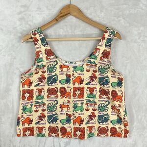 Meadows Astrology All Over Zodiac Print Cotton Tank Top Size 4 Whimsigoth Witchy